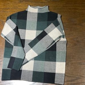 TAHARI Mock Neck Plaid Sweater
